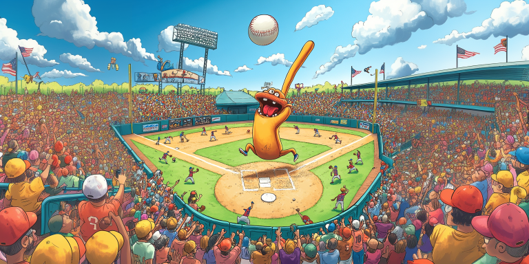 Cartoon baseball stadium scene