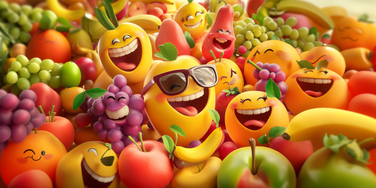 Cartoon fruit party scene