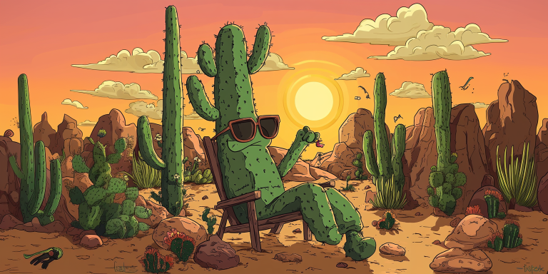 Desert cartoon scene cactus