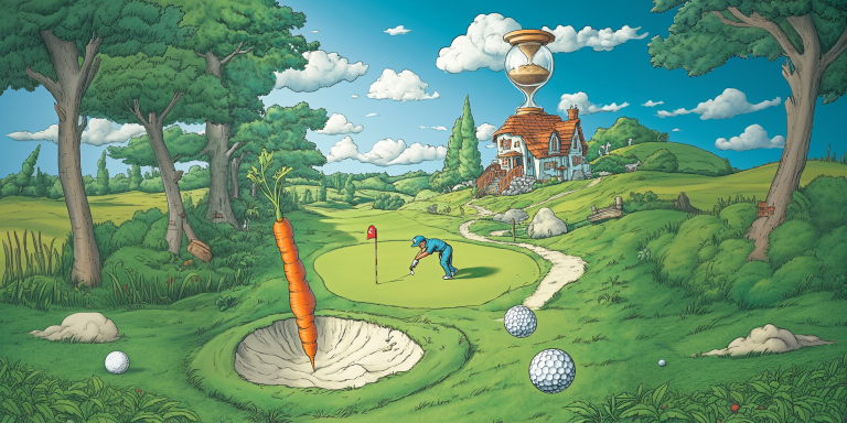 golf course scene with visual puns