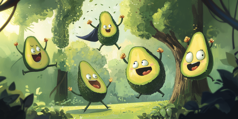 Cartoon avocado world