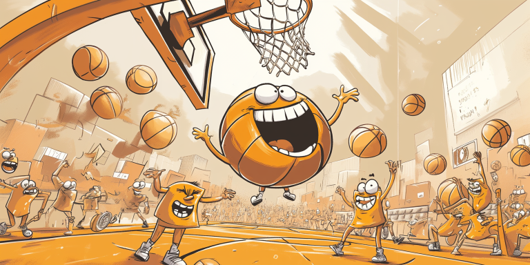 Cartoon basketball court scene