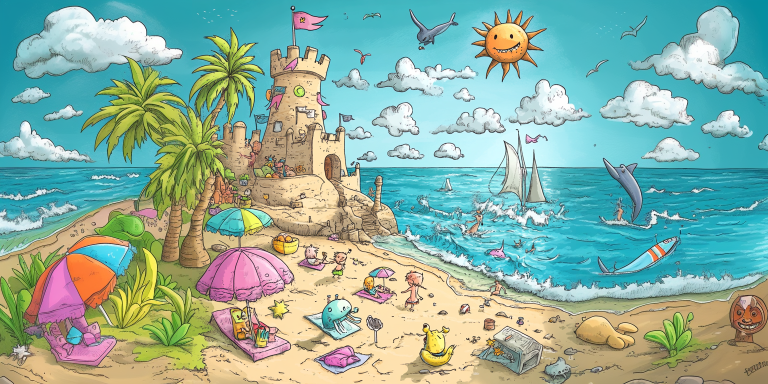 Cartoon beach scene