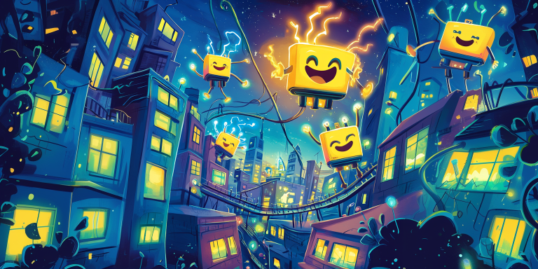 Cartoon cityscape at night