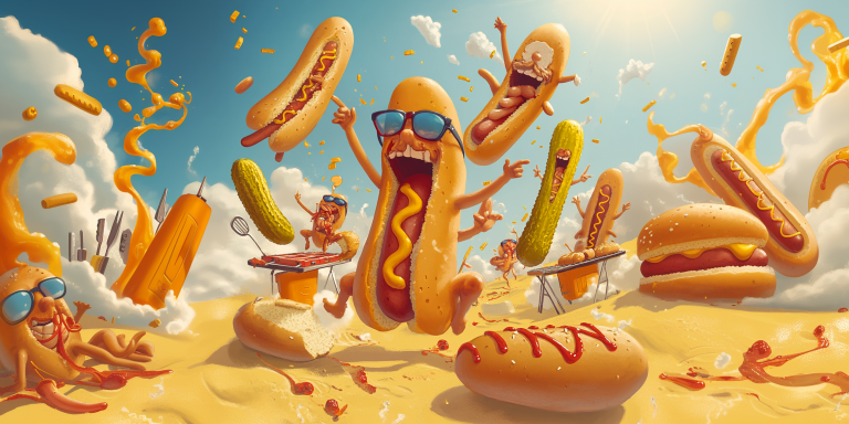 Cartoon hot dog stand scene