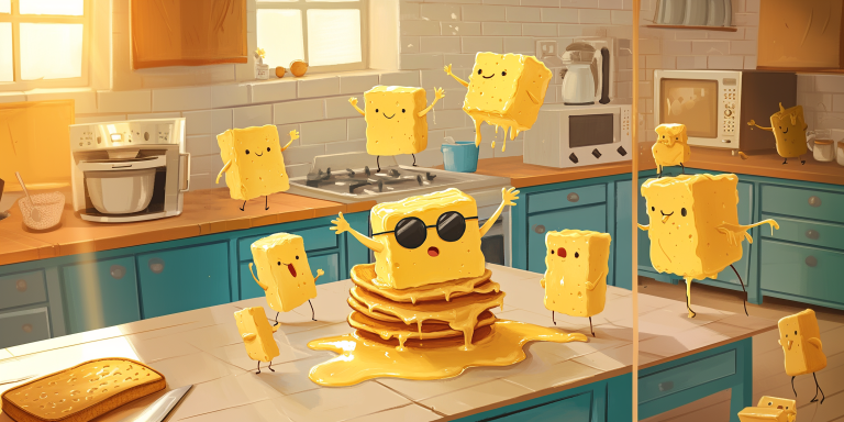 Cartoon kitchen scene butter