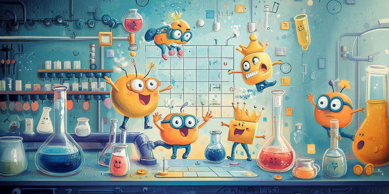 Cartoon laboratory scene