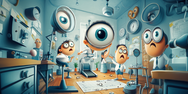 Cartoon ophthalmologist office scene