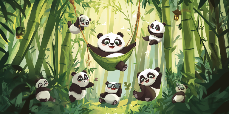 Cartoon panda playground scene