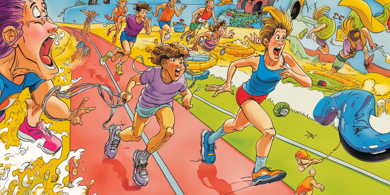 Cartoon running track scene