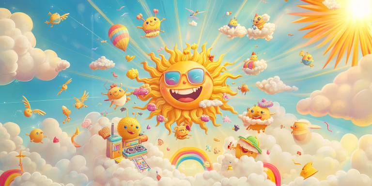 Cheerful cartoon sky scene